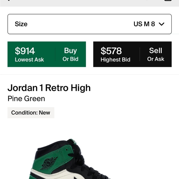 Used Jordan 1 pine green 1.0 size 8 - Picture 10 of 10